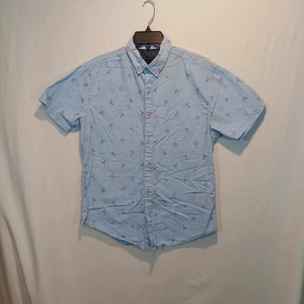 Drill Clothing L mens button up flamingo tropical beach vacation 100% cotton